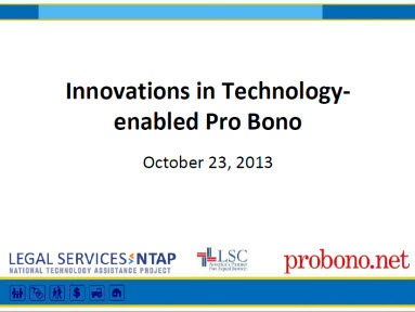 Innovations in Tech-enabled Pro Bono Webinar Intro Slide